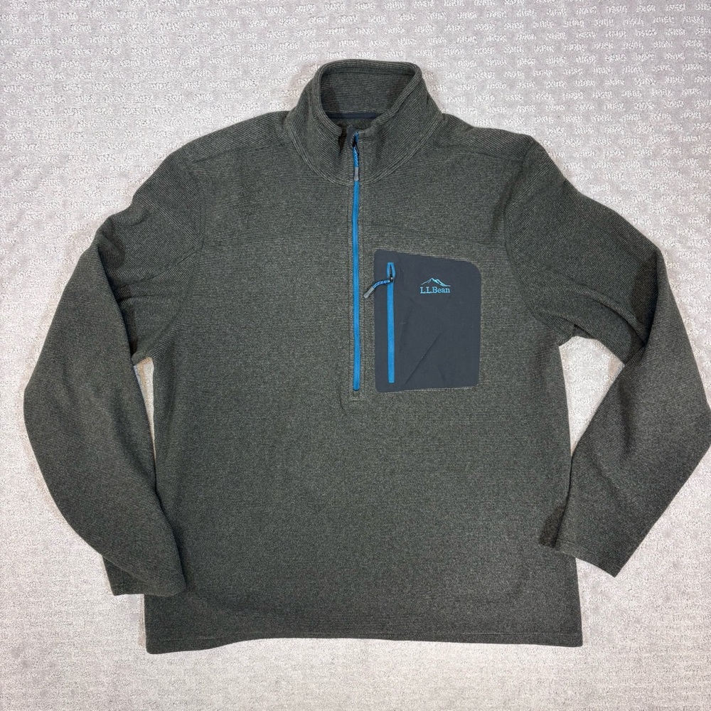 L.L. Bean North Ridge Slightly Fitted 1/4 Zip Fleece Pullover Sz XL  Gray Blue